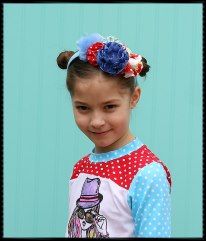 Bows and Girls Tea Party Shabby Chic  Headband  #5 Blue/Red