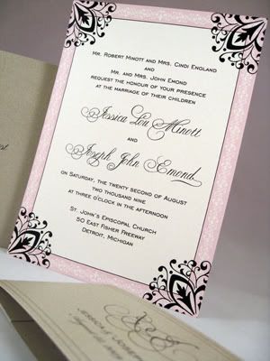 black and champagne wedding invitations