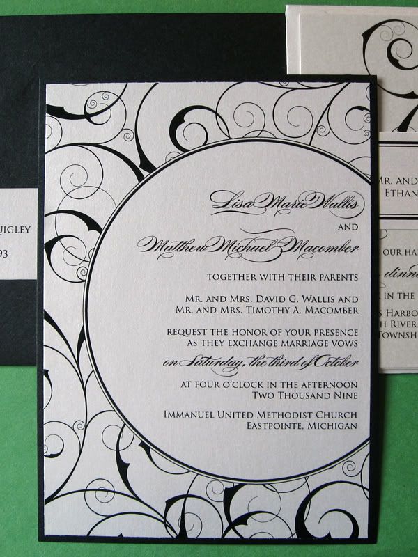 black and white invitation