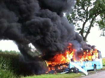 Bus in flames
