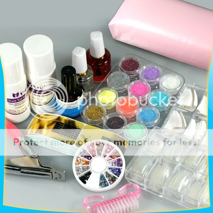 NAIL ART FULL SET MANICURE or PEDICURE UV GEL GILTTER POWDER HAND 