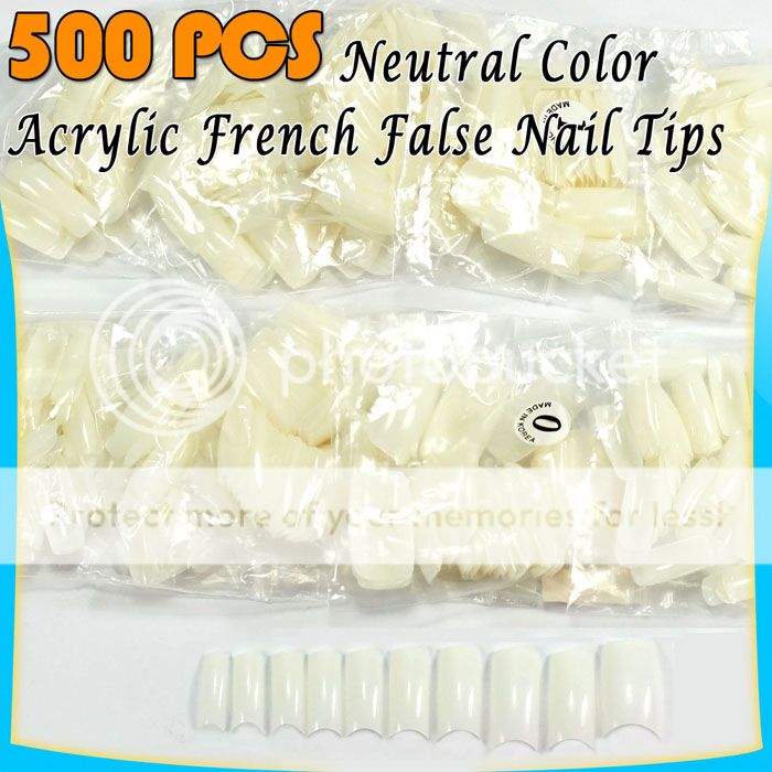 500 NATURAL French Acrylic False Half Nail Art Tip C 4I  