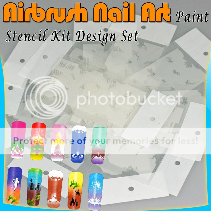 16PCS NAIL ART TIPS PATTERN AIRBRUSH STENCILS SET G206  