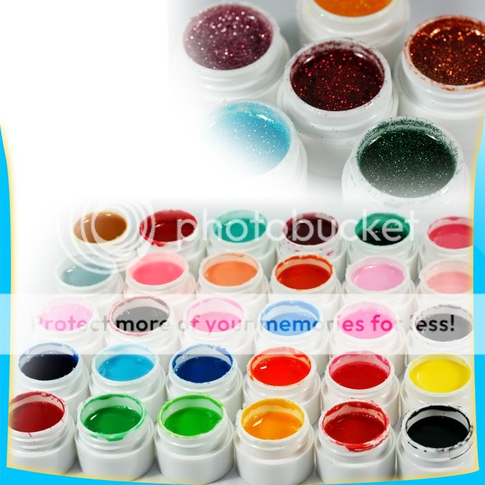 60 Pots Nail Art Mix Pure/Solid & Glitter Colours UV