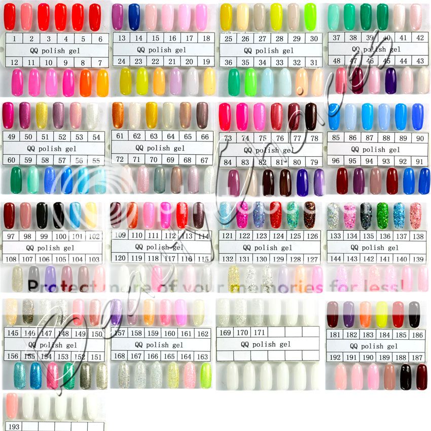 Mix Colors 12pcs Nail Art Tips Soak Off UV Gel Polish w/Top & Base Gel 