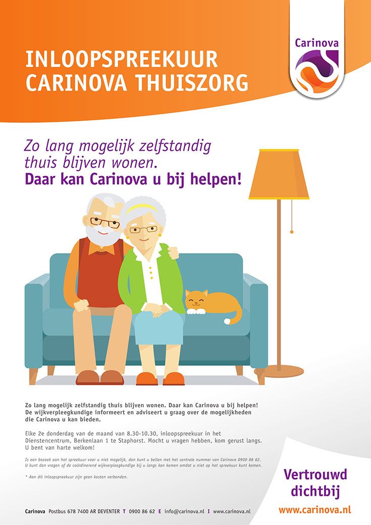 Carinova Thuiszorg start vanaf 10 oktober 2019 maandelijks met een (gratis) inloopspreekuur